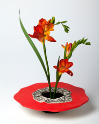 Vivid Red Ikebana by Susan Wills